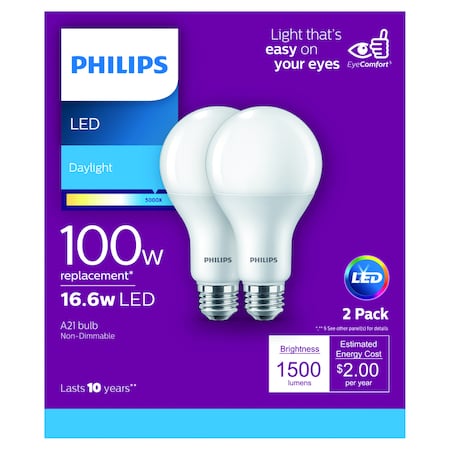 Philips LED A21 E26 100W DL 2PK 554600